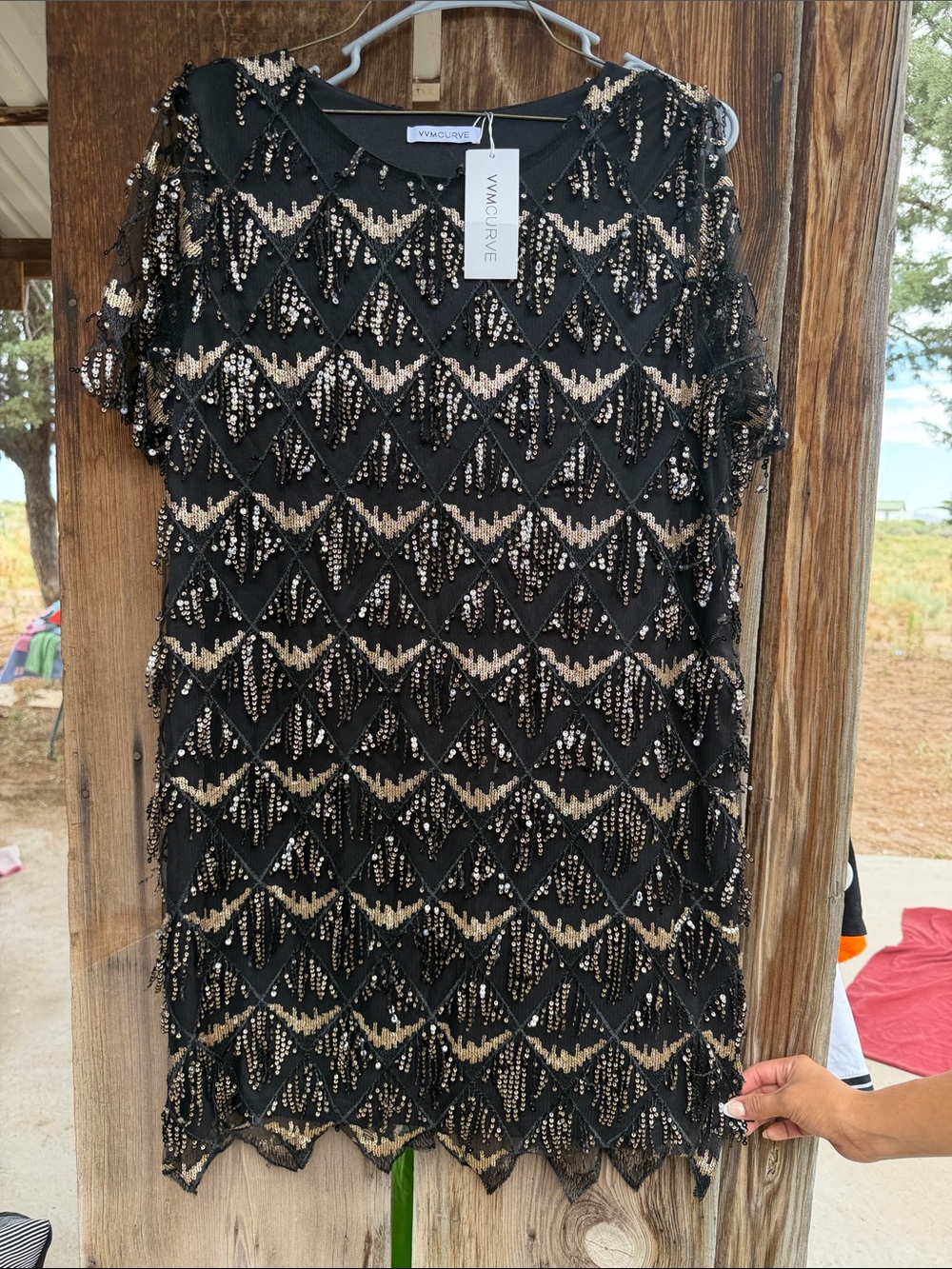 Black Sequin Embellished Shift Dress